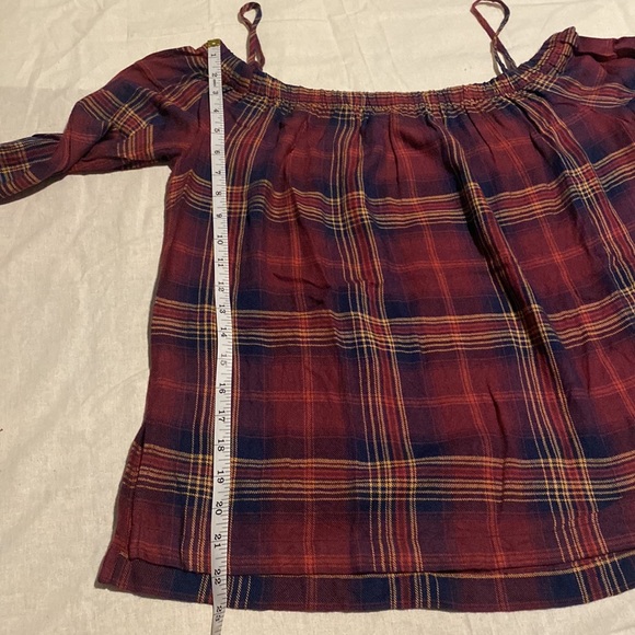 Anthropologie Cloth and Stone Homestead Plaid Off The Shoulder Top - Picture 10 of 14
